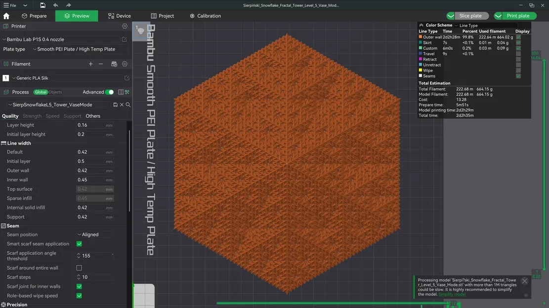 Tháp Fractal Sierpiński Snowflake - Level 5 (Vase Mode) - Image 8