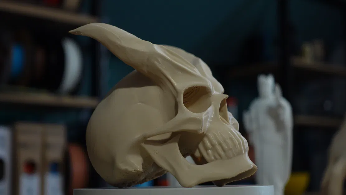Mô hình đầu lâu quỷ có sừng (Demon skull with horns) độc đáo - Image 1
