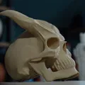 Mô hình đầu lâu quỷ có sừng (Demon skull with horns) độc đáo - Thumbnail 1