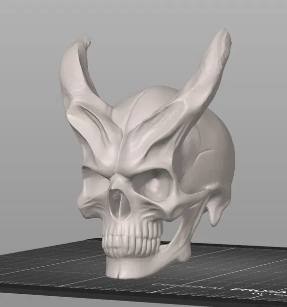 Mô hình đầu lâu quỷ có sừng (Demon skull with horns) độc đáo - Image 3