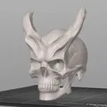 Mô hình đầu lâu quỷ có sừng (Demon skull with horns) độc đáo - Thumbnail 3