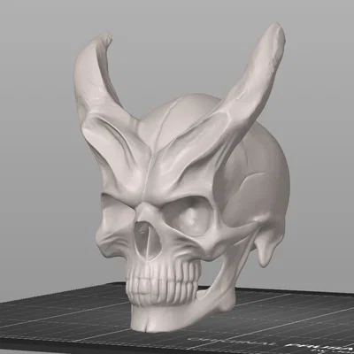 Mô hình đầu lâu quỷ có sừng (Demon skull with horns) độc đáo