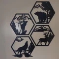Bộ tranh treo tường lục giác hình thú rừng (Hexagon Wall Art) 3D - Thumbnail 1