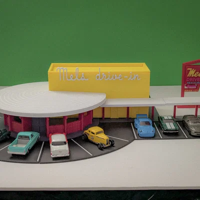 Bộ Mô Hình Mel's Drive-In - Diorama Hot Wheels Tỷ Lệ 1:64
