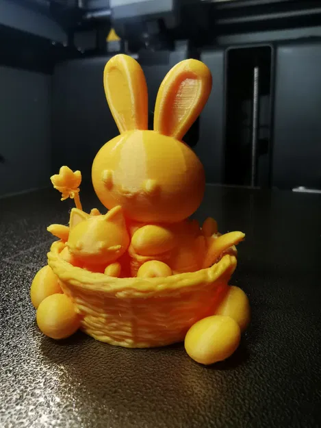 Mô hình thỏ và mèo trong giỏ trang trí Phục Sinh dễ thương - Image 1
