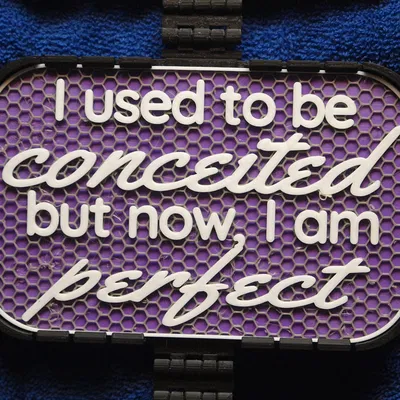 Bảng hiệu "I used to be Conceited but now I am Perfect"