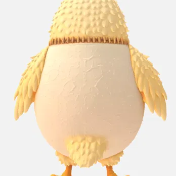 Chú gà con trong vỏ trứng có khóa kéo