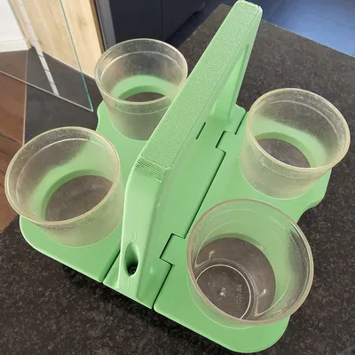 Khay Đựng 4 Ly Có Tay Cầm Gấp Gọn In Liền Khối