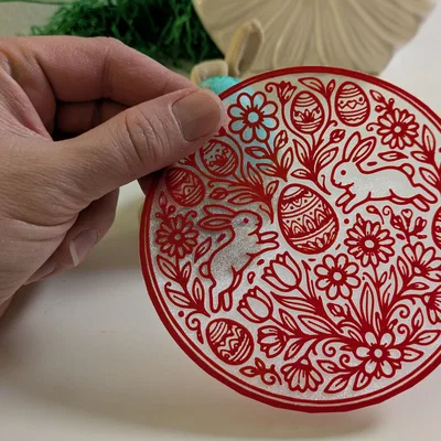 Đế lót ly trang trí Phục sinh / Oster-Tisch Dekoration in trên vải