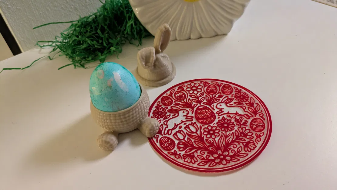 Đế lót ly trang trí Phục sinh / Oster-Tisch Dekoration in trên vải - Image 2