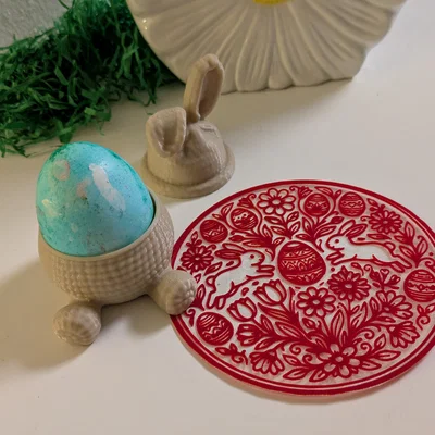 Đế lót ly trang trí Phục sinh / Oster-Tisch Dekoration in trên vải