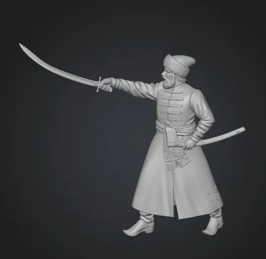 Mô hình 3D chiến binh Cossack Swordsman tinh xảo cho dân sưu tầm - Image 1