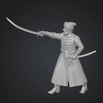 Mô hình 3D chiến binh Cossack Swordsman tinh xảo cho dân sưu tầm