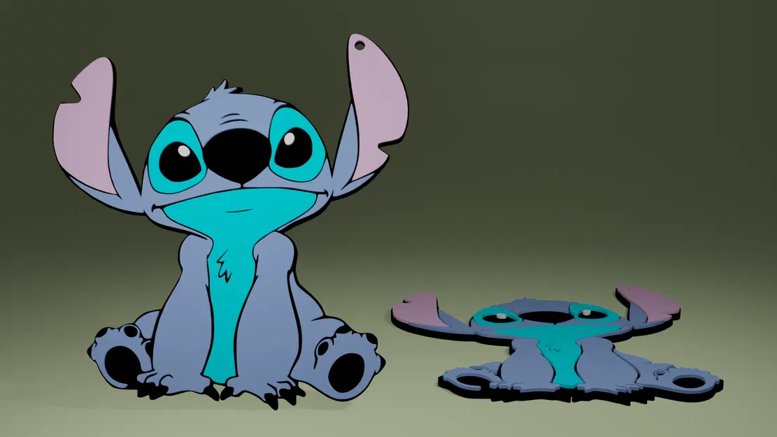 Móc khóa Stitch dễ thương - Thiết kế in 3D không cần AMS - Image 1