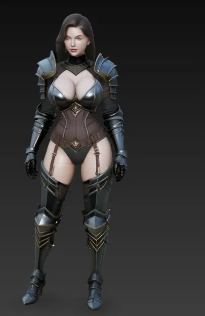 Mô hình nữ chiến binh mặc giáp quyến rũ (Woman in sexy armor) cho in 3D - Image 5