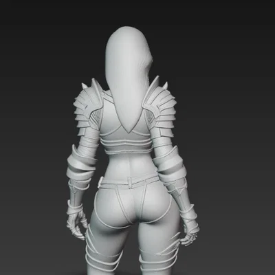 Mô hình tượng 3D nữ chiến binh mặc giáp quyến rũ (Figurine)