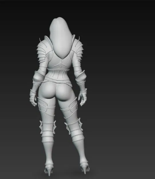 Mô hình 3D nữ chiến binh mặc giáp quyến rũ tinh xảo - Image 3