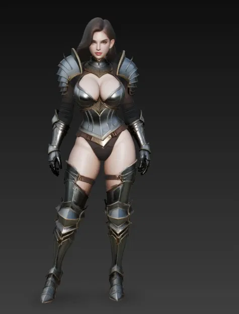 Mô hình 3D nữ chiến binh mặc giáp quyến rũ tinh xảo - Image 5