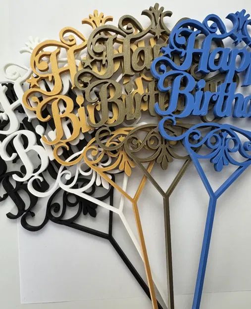 Mẫu in 3D Happy Birthday Cake Topper trang trí bánh kem sinh nhật - Image 1