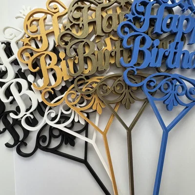 Mẫu in 3D Happy Birthday Cake Topper trang trí bánh kem sinh nhật