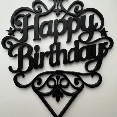 Mẫu in 3D Happy Birthday Cake Topper trang trí bánh kem sinh nhật