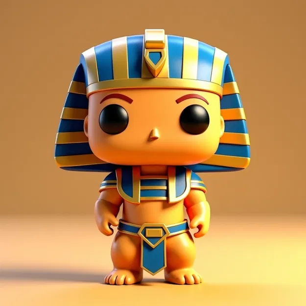 Mô hình 3D Pharaoh Tutankhamun phong cách Funko Pop đáng yêu - Image 1