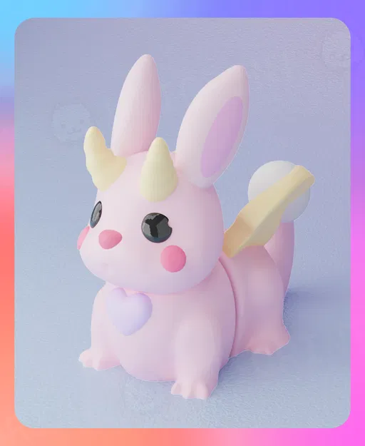 Móc khóa Rồng Thỏ linh hoạt (Flexi Bunny Dragon Keychain) - Image 1