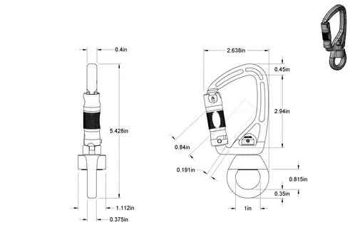 Móc khóa Carabiner tích hợp trục xoay bearing (File in 3D) - Image 2