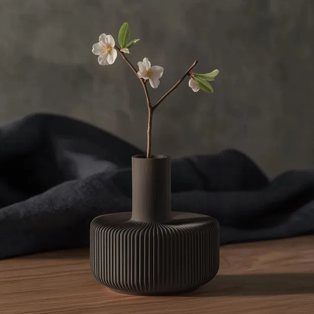 Bình hoa Kanso Ribs Vase – Phong cách tối giản Japandi đầy tinh tế - Image 1