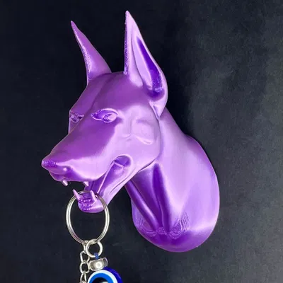 Móc treo chìa khóa gắn tường hình chó Dobermann