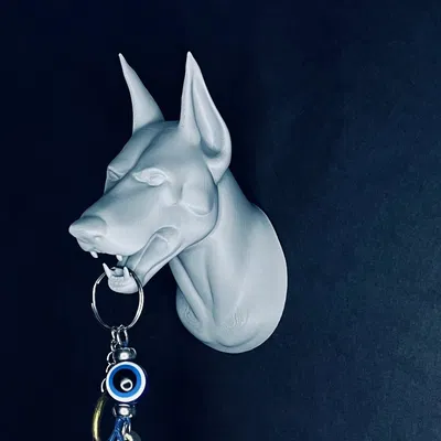 Móc treo chìa khóa gắn tường hình chó Dobermann