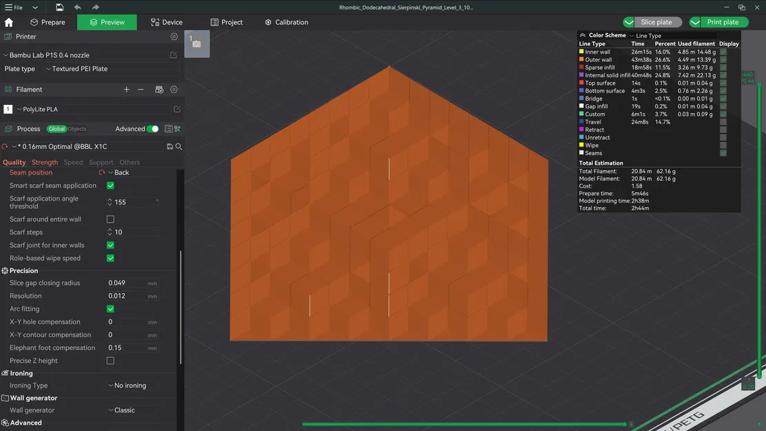 Mô hình Fractal Kim tự tháp Sierpiński Rhombic Dodecahedral - Cấp độ 3 - Image 7