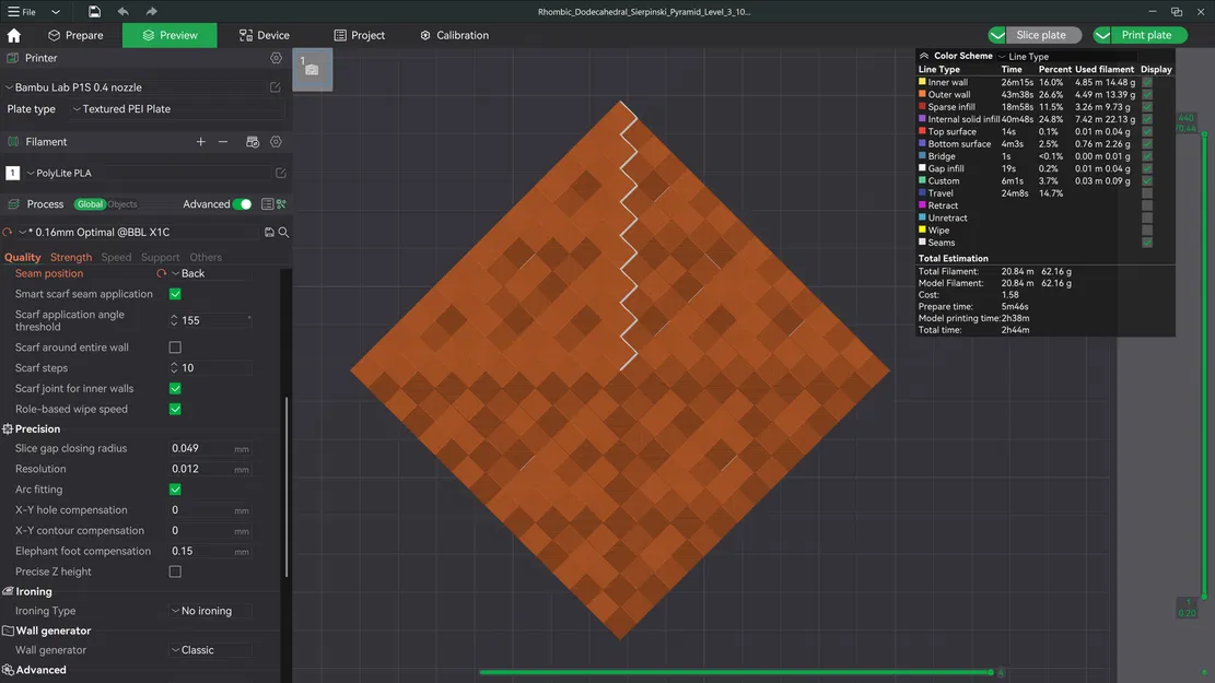 Mô hình Fractal Kim tự tháp Sierpiński Rhombic Dodecahedral - Cấp độ 3 - Image 8