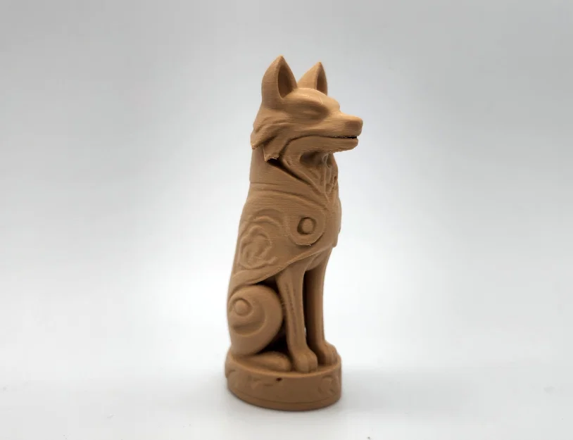 Mô hình 3D Tượng Sói Totem Phong Cách Gỗ Nghệ Thuật - Image 1