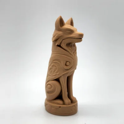 Mô hình 3D Tượng Sói Totem Phong Cách Gỗ Nghệ Thuật