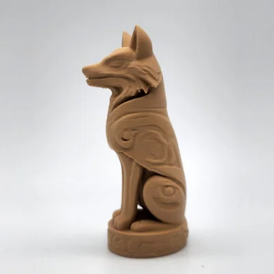 Mô hình 3D Tượng Sói Totem Phong Cách Gỗ Nghệ Thuật