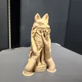 Mô hình 3D Tượng Sói Totem Phong Cách Gỗ Nghệ Thuật - Thumbnail 4