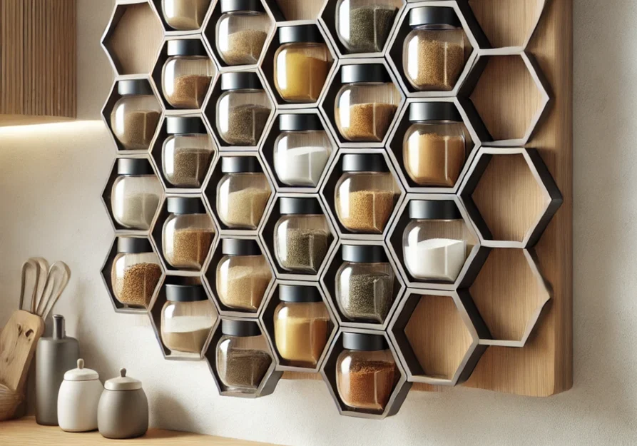 Kệ Đựng Gia Vị Hình Lục Giác Hiện Đại Cho Nhà Bếp Hoặc Phòng Khách - Image 1