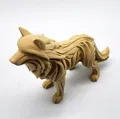 Tượng sói 3D phong cách gỗ chạm khắc độc đáo - Thumbnail 4