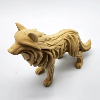 Tượng sói 3D phong cách gỗ chạm khắc độc đáo