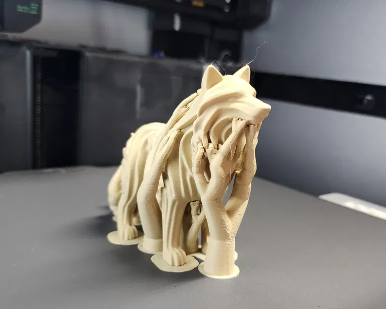 Tượng sói 3D phong cách gỗ chạm khắc độc đáo - Image 5