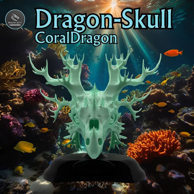 Mô hình Hộp sọ Rồng San hô (Coral Dragon Skull) kèm đế - Image 1