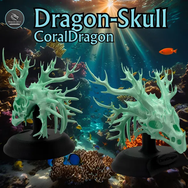 Mô hình Hộp sọ Rồng San hô (Coral Dragon Skull) kèm đế - Image 2