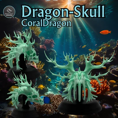 Mô hình Hộp sọ Rồng San hô (Coral Dragon Skull) kèm đế