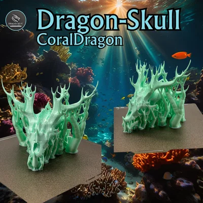 Mô hình Hộp sọ Rồng San hô (Coral Dragon Skull) kèm đế