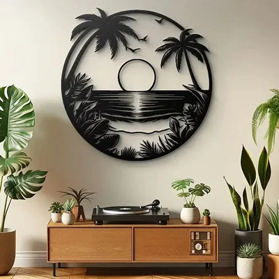 Tranh treo tường 3D chủ đề hoàng hôn nhiệt đới (Tropical Sunset)