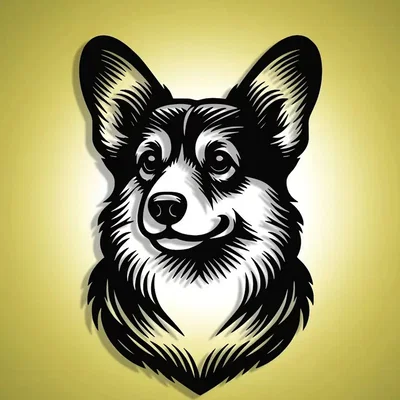 Mẫu in 3D tranh treo tường chú chó Corgi đáng yêu (Corgi Wall Art)