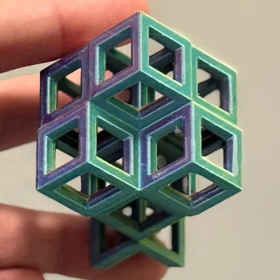 Cấu trúc Fractal Sierpiński Octahedron từ Wireframe Rhombic Dodecahedron - Cấp độ 1
