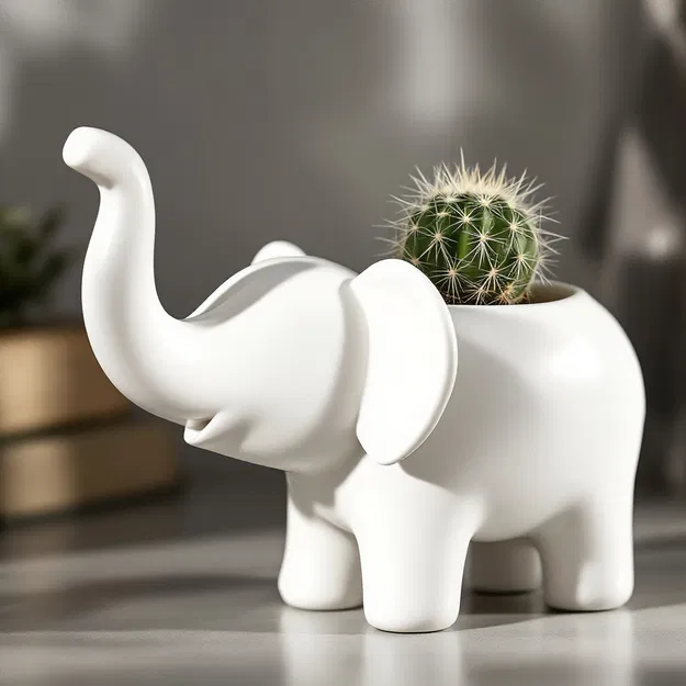 Chú Voi Con Dễ Thương – Chậu Cây và Lọ Hoa Trang Trí 2 trong 1! - Image 1