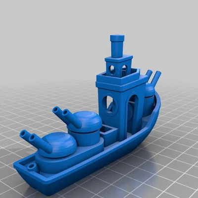 Mô hình tàu chiến 3D Benchy với tháp pháo xoay linh hoạt